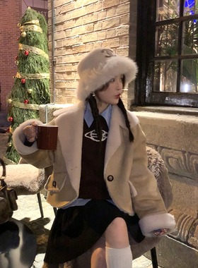 intellectual高智套组 皮草外套/毛衣/澳棉衬衫/百褶裙