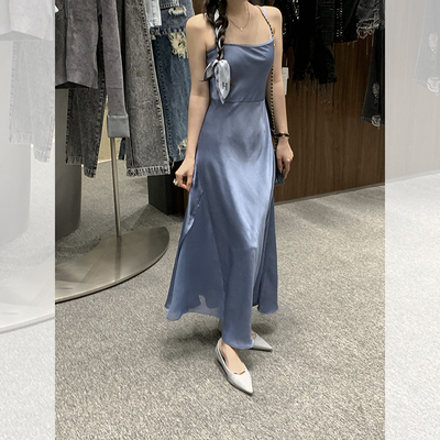 通勤吊带裙缎面其他/other