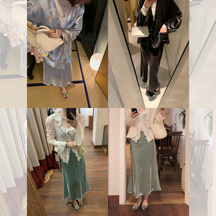 新中式【清歌宴】高密韩国绒 1.5倍斜裁 国风上衣好搭丝绒半身裙