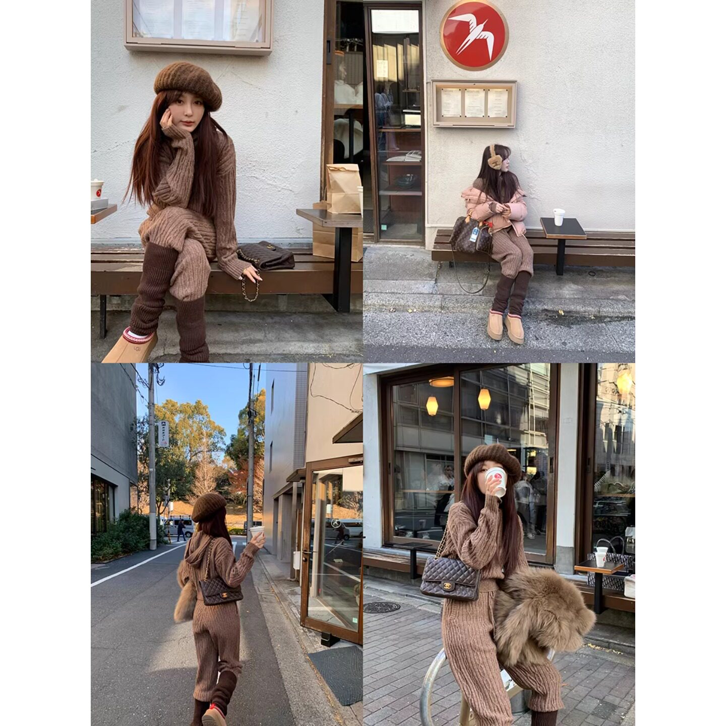 重工针织绞花套装 高克重弹力羊毛混纺 慵懒休闲 连帽毛衣/萝卜裤