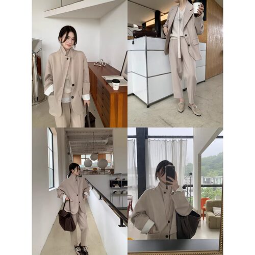 西西里记忆 高知私服西装套装 高比例羊毛呢！茧型袖西装/休闲裤