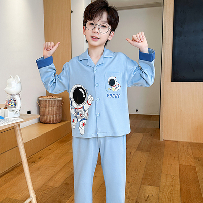 男孩家居服春秋纯棉儿童睡衣翻领