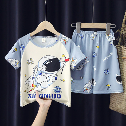 夏儿童睡衣短袖套装家居服太空人