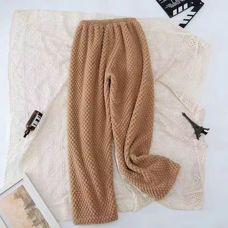 女士睡裤秋冬季家居裤法兰绒保暖加厚珊瑚绒可爱卡通睡裤宽松休闲