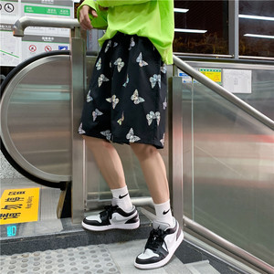 夏季新款反光五分裤男士宽松直筒休闲运动短裤潮牌