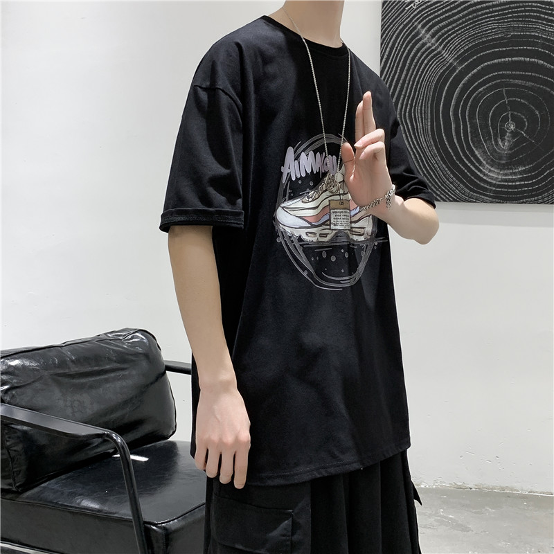 T104短句2021夏季新款印花短袖T恤男宽松潮流纯棉打底衫,男装T恤,电商B369（原A024）