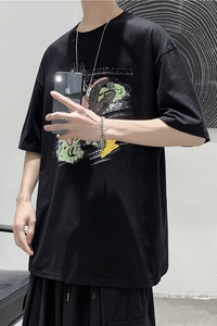 T112  短句  夏季男士宽松潮流半袖T恤青春流行印花圆领短袖图片