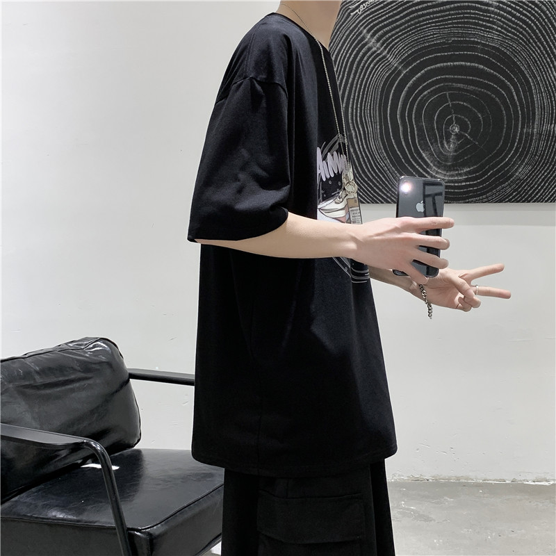 T104短句2021夏季新款印花短袖T恤男宽松潮流纯棉打底衫,男装T恤,电商B369（原A024）
