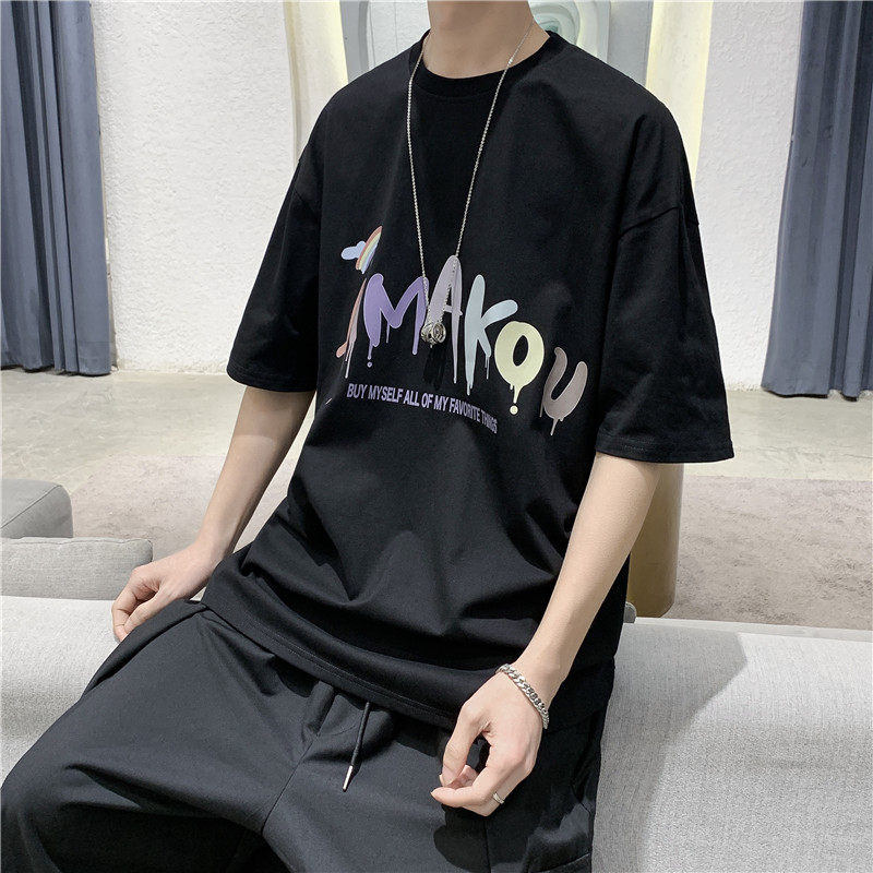 T108短句夏季男士个性印花圆领短袖T恤休闲纯棉体恤,男装T恤,电商B369（原A024）