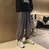 K06-P40春季2021新款格子裤男韩版休闲裤男宽松抽绳束脚裤子，男装休闲裤，电商B369（原A024）