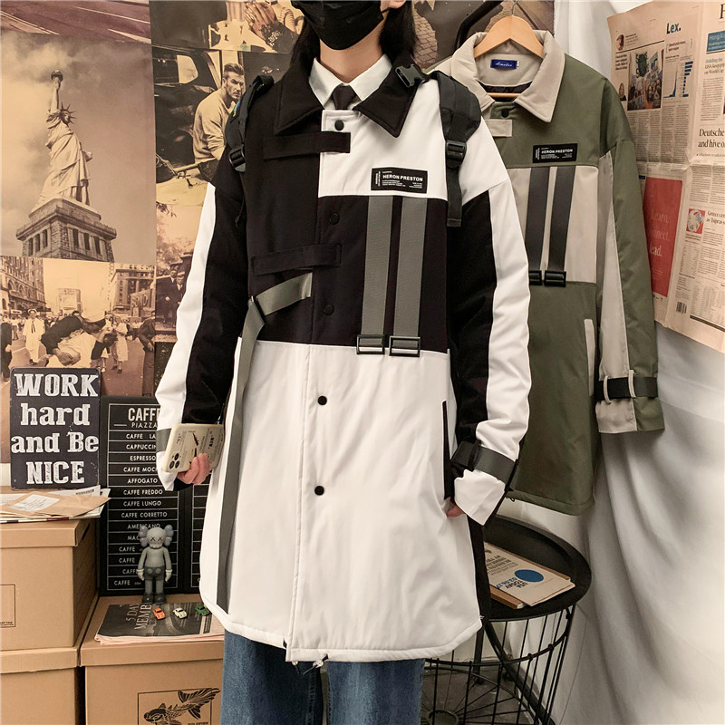 Y802-P125报纸风冬季加厚中长款棉衣男风衣,男装棉衣,电商B369（原A024）