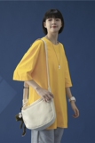 T100-P15夏季新款多色短袖T恤男女纯棉百搭半袖打底衫黄色，男装T恤，电商B369（原A024）