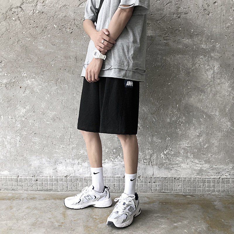 港风夏季大码贴标短裤男中性宽松运动中裤五分裤,男装休闲裤,电商B369（原A024）