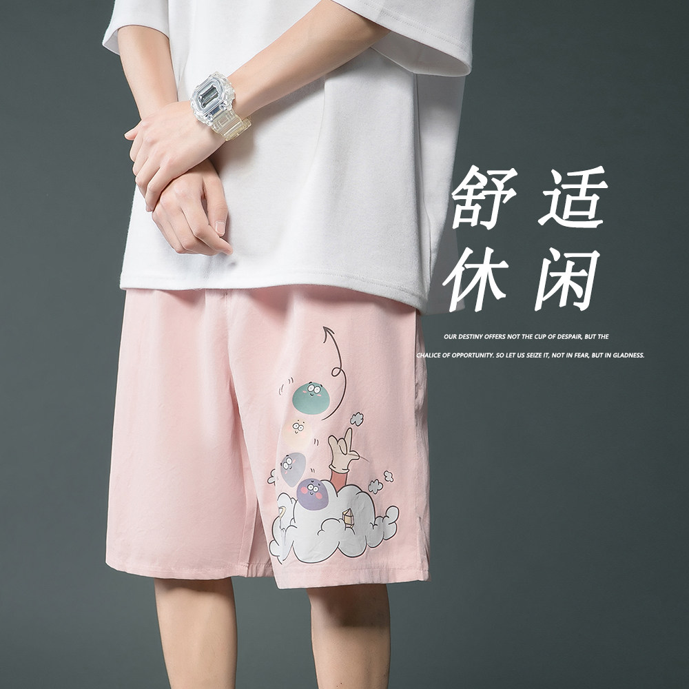       夏季印花短裤男大码直筒裤图片