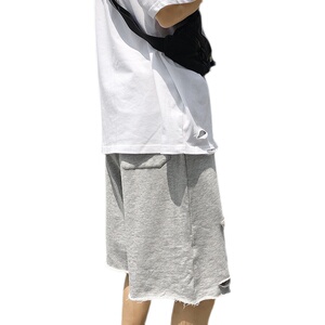   夏季潮牌破洞五分裤男大码宽松运动休闲短裤图片