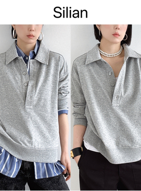 Miu穿搭｜26早春超薄针织毛圈卫衣｜复古风叠穿Polo/深V领卫衣