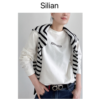 26早春｜设计感｜松弛慵懒oversize｜高克重｜纯棉长袖圆领T恤