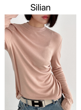 Silian｜秋冬｜软糯弹力罗纹羊绒｜叠穿风｜圆领长袖打底空气T