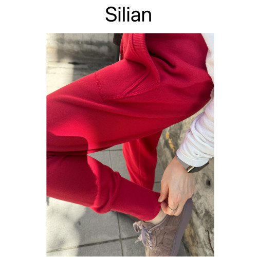 Silian｜26巨好看红色裤子｜ATHFLOW运动风休闲裤｜遮胯显瘦卫裤