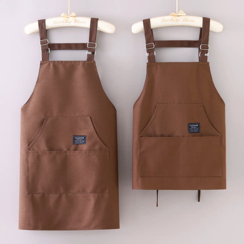 简约时尚帆布围裙女韩版洋气厨房做饭家用罩衣防污耐脏工作服透气