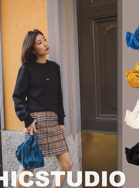 【清仓秒发】RowAscot丝绒饺子包savi同款打结包袱手提手拿晚宴包