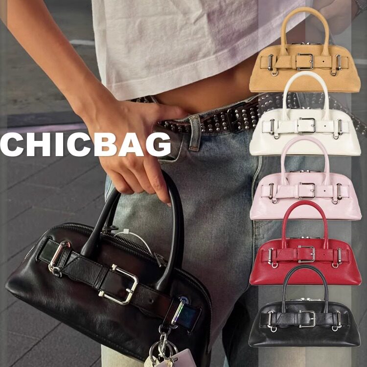 韩国小众设计贝壳包ins网红同款皮带扣半月包时尚真皮手提斜挎包