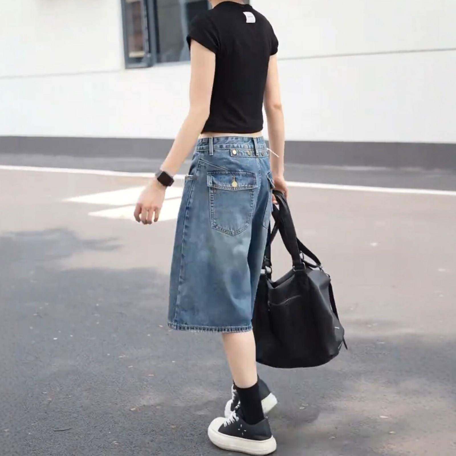 美式牛仔短裤女夏季薄款2026新款高腰五分裤大尺码胖mm显瘦阔腿五