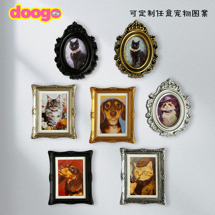 宠物定制冰箱贴复古油画相框大头照宠物周边个性化定制纪念品