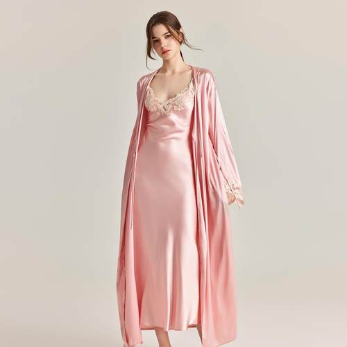 高贵女神吊带重磅蕾丝真丝睡裙女