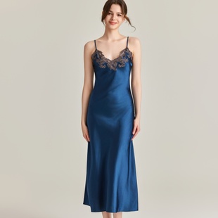 2026春新款 桑蚕丝性感镂空吊带内搭睡衣家居服 重磅真丝睡裙女长款