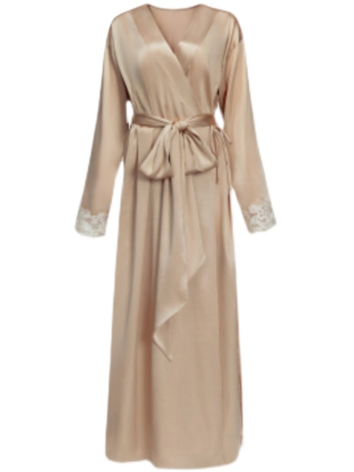 SPRING SUMMER 2024 LP GODDESS MAISON CHAMPAGNE GOLD EMBROIDERED LACE LONG LOUNGEWEAR NIGHTGOWN BRIDAL MORNING GOWN
