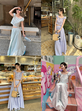 WANNANKE 杜塞画廊 氧气少女感轻法式镂空花边短衬衫半身长裙套装