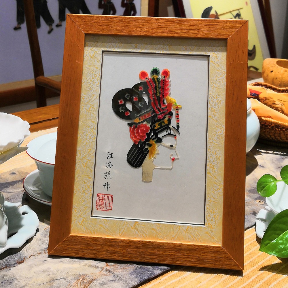 民间特色手工艺品陕西汪氏皮影装饰头茬摆件中国风特色礼品商务