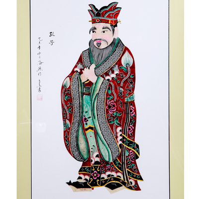 民间特色手工艺品陕西华州华县皮影装饰孔子教师摆件礼品高档传统