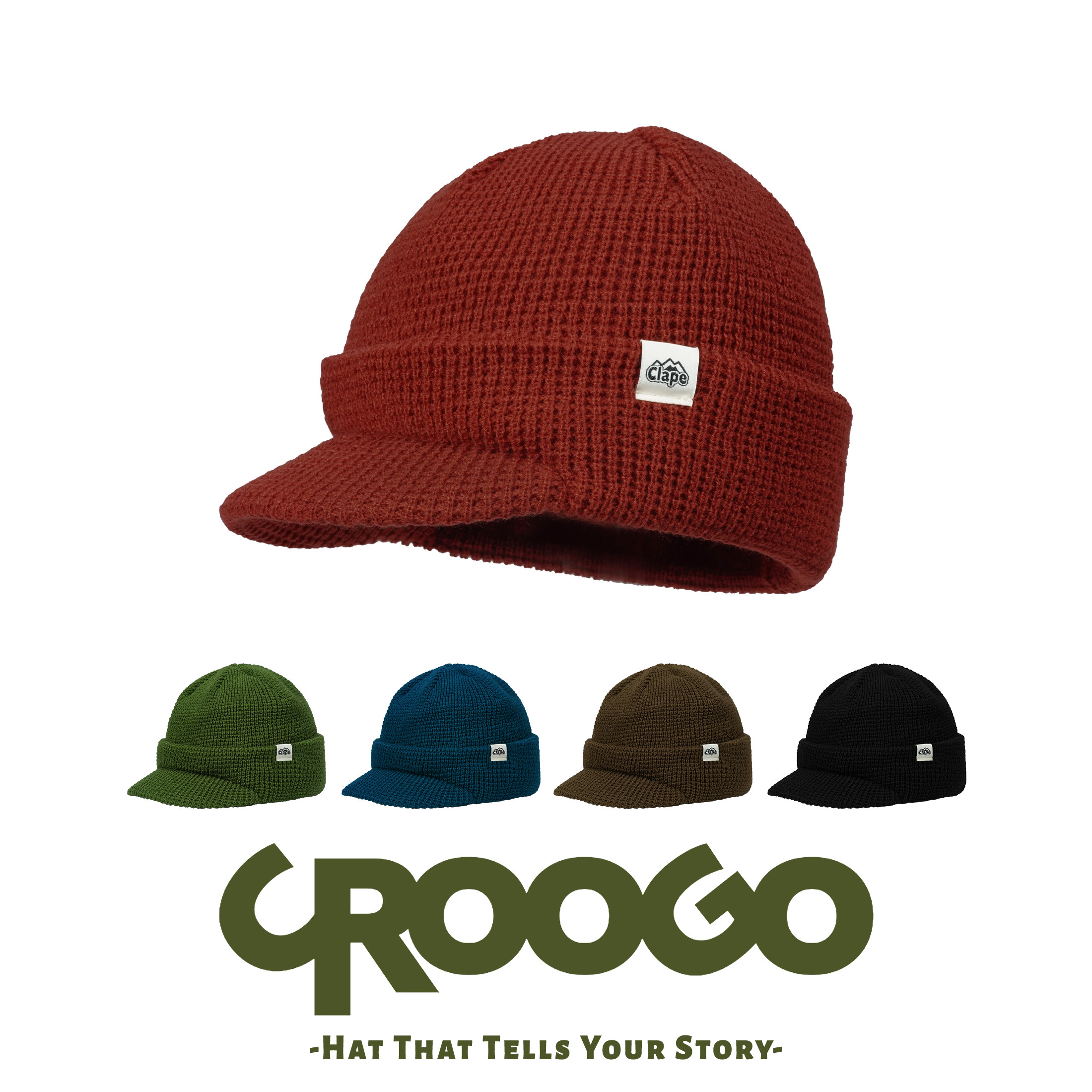 CROOGO美式棒球帽护耳保暖毛线帽带帽檐针织套头东北滑雪御寒冷帽