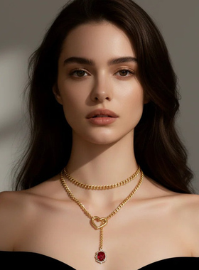 CHICCHOK红宝石爱心项链