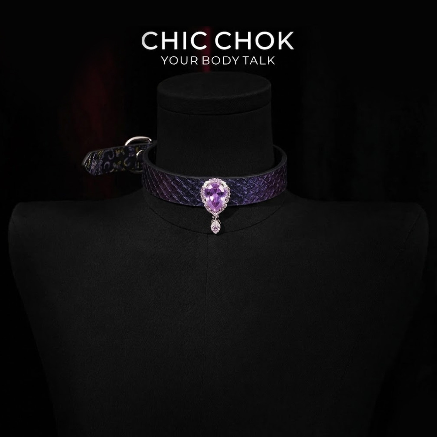 CHICCHOK紫色钻石蛇纹项圈项链