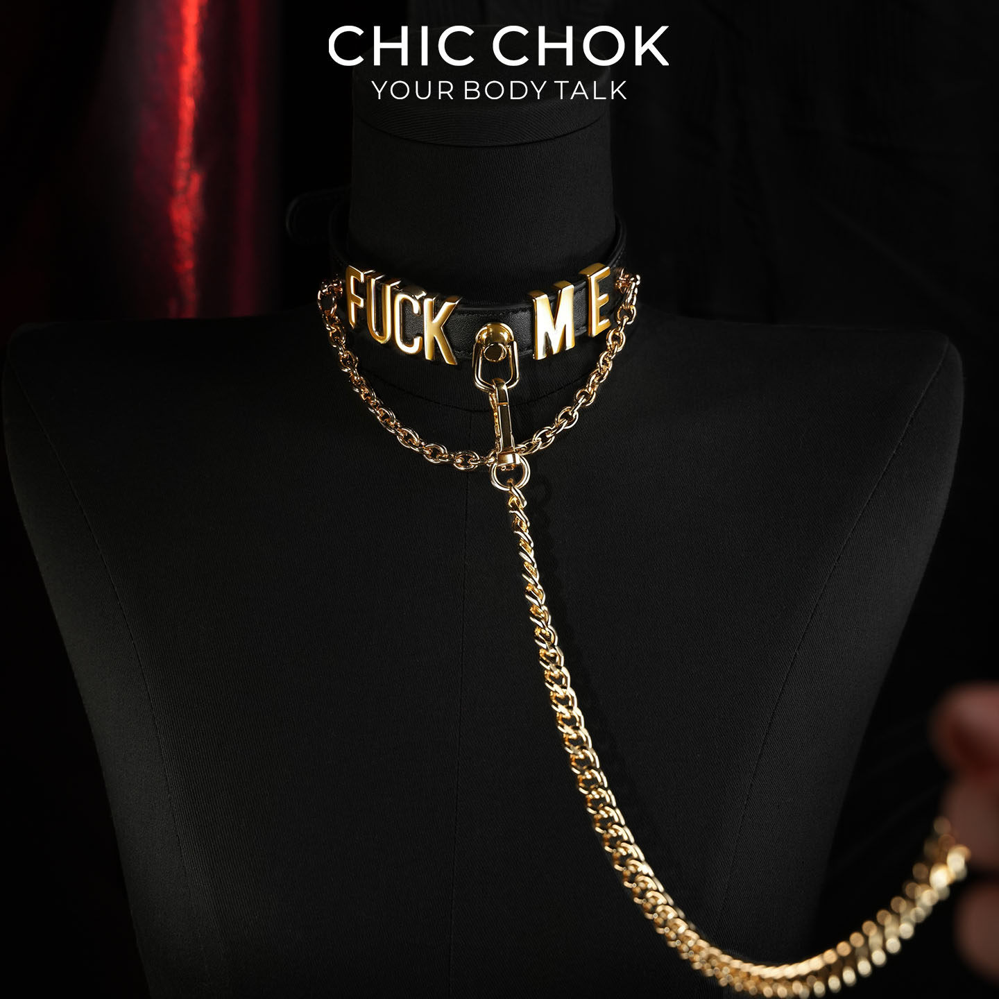 CHICCHOK黑金密令项圈字母项链choker男情侣礼物女m牵引绳定制