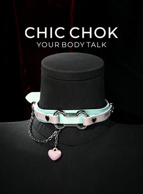 CHICCHOK真皮小狗项圈爱心吊坠