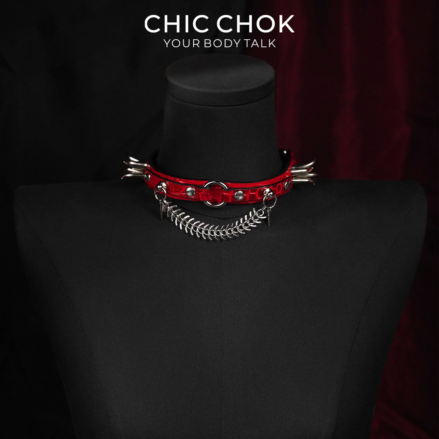 CHICCHOK骨吻赤鳄项圈高级定制choker女朋克个性颈圈哥特鱼刺项链