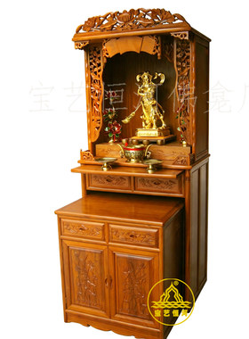 经典套柜神楼家用神龛落地佛柜供台宝艺恒河香樟木榫卯工艺佛龛