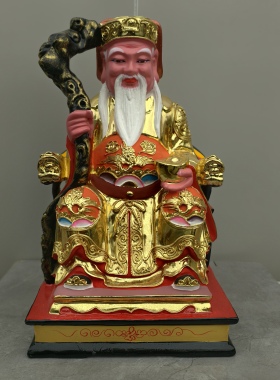 12寸土地公香樟木雕普工工艺福德正神山神土地爷供奉摆件现货实拍