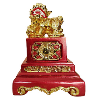 狮子金印樟木雕刻传统神明印章红色台金匠心工艺风水摆件现货包邮