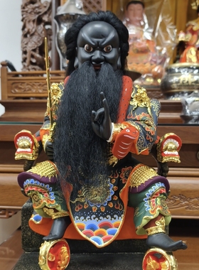 源头厂家16寸法主公香樟木材质精品真金彩绘家居摆件现货实拍