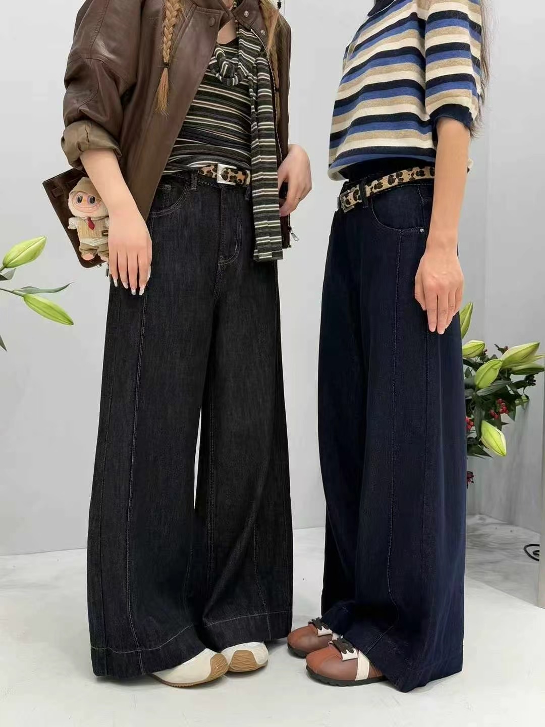 JEANS8600黑金高腰阔腿牛仔裤女秋韩版宽松百搭休闲直筒裤MV.AOAO