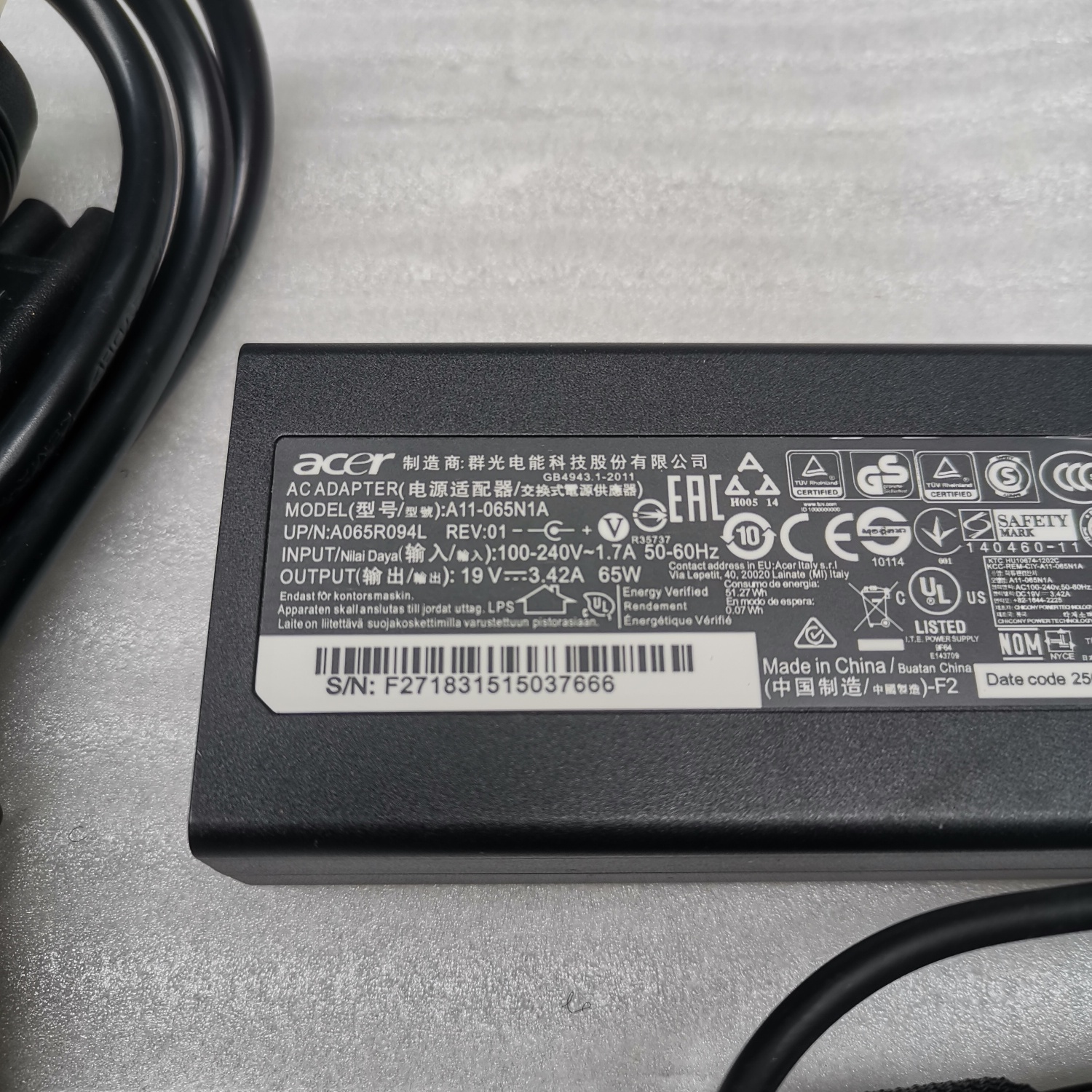 ACER宏基19V3.42A v5-471G N15C1 N19Q2 N15Q1笔记本电源适配