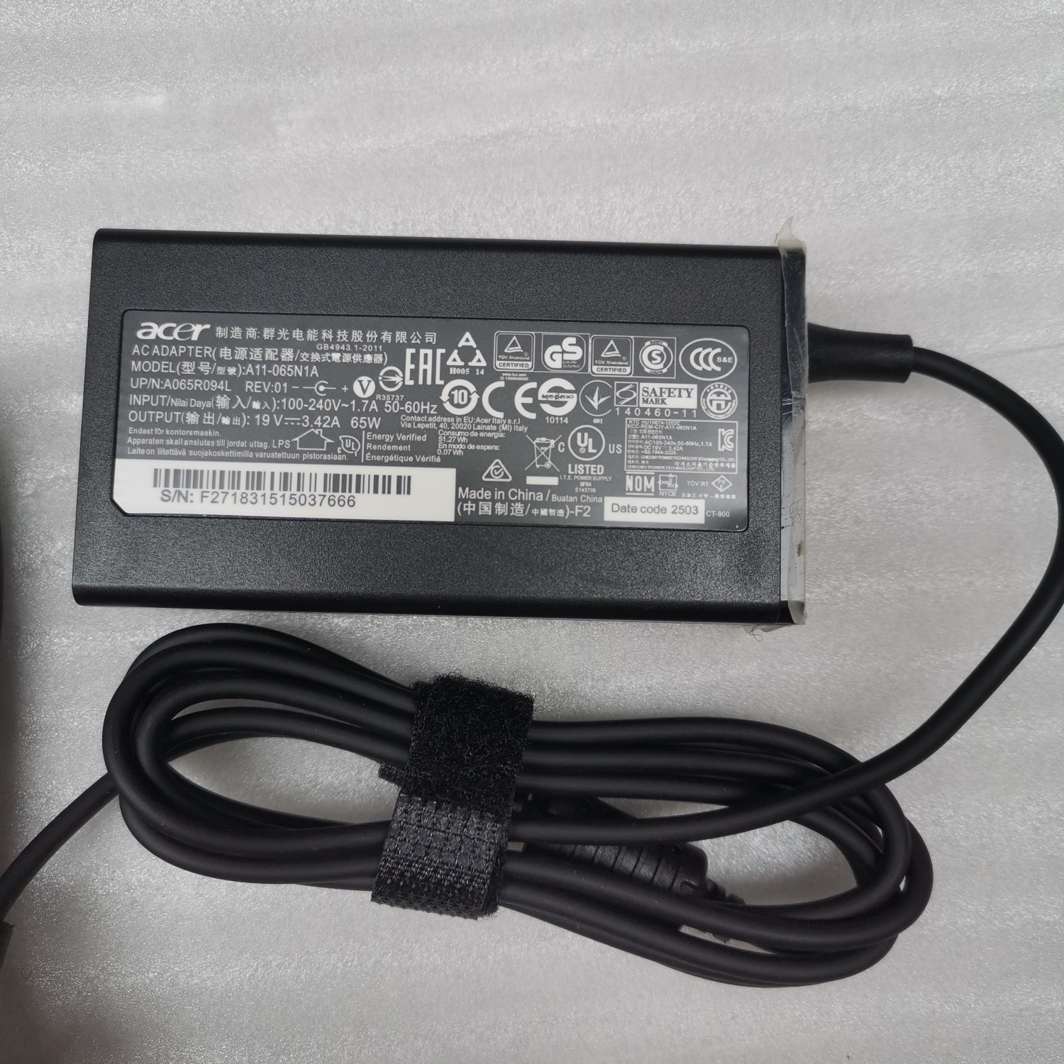 适用于ACER电源配接器19V3.42A宏基笔记型电脑充电器ADP-65 PA-16