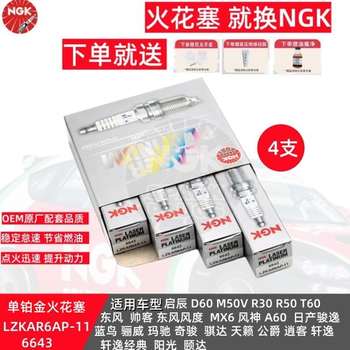 NGK铂金火花塞LZKAR6AP4支装