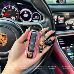 适用保时捷钥匙壳macan718卡宴帕拉梅拉taycan 粉长腿Kitty 911款