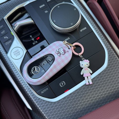 适用于Kitty奔驰c260l钥匙套e300l车glc300壳a200l格纹gla200可爱
